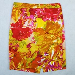 J. Crew Straight Pencil Skirt Bright Floral Career
